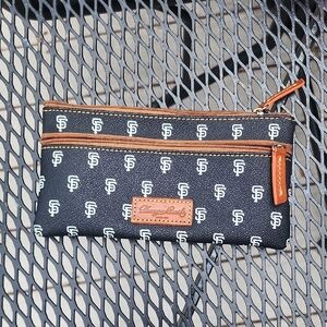 Dooney & Bourke Black and Tan Wallet with San Francisco Padres Design